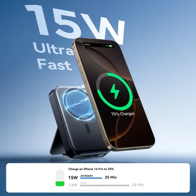 JOYROOM JR-PBM11 22.5W Qi2 Magnetic Wireless Power Bank with Kickstand (10000mAh)